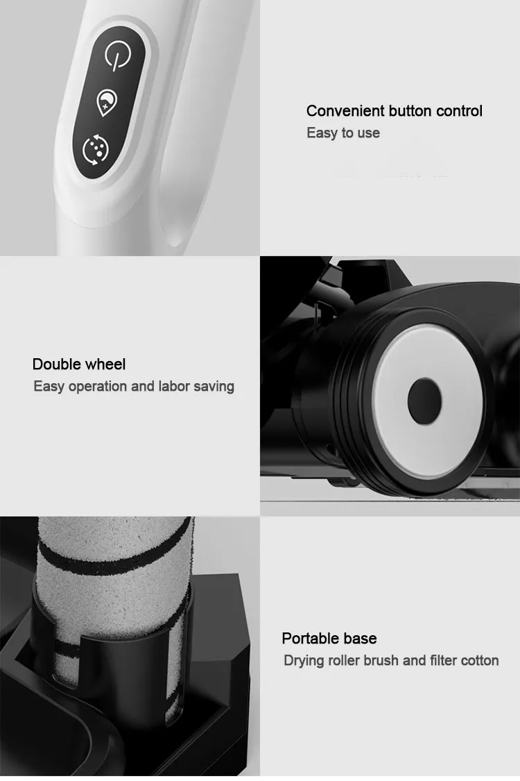 Wet and Dry Rechargeable Floor Washer 1000ml Capacity Cordless Vacuum Cleaner Mop