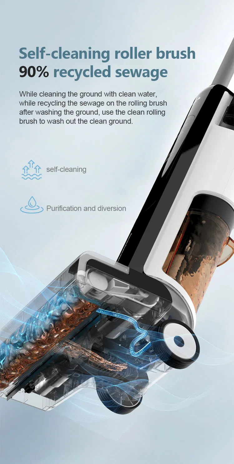 Wet and Dry Rechargeable Floor Washer 1000ml Capacity Cordless Vacuum Cleaner Mop