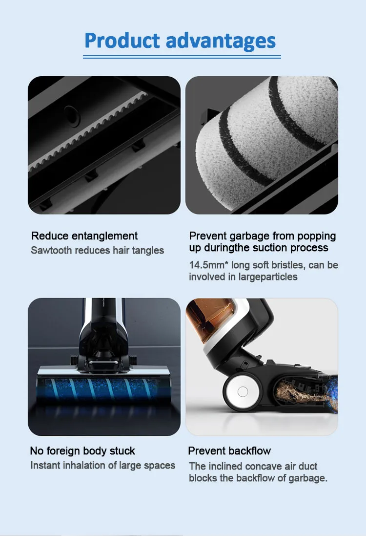 Wet and Dry Rechargeable Floor Washer 1000ml Capacity Cordless Vacuum Cleaner Mop