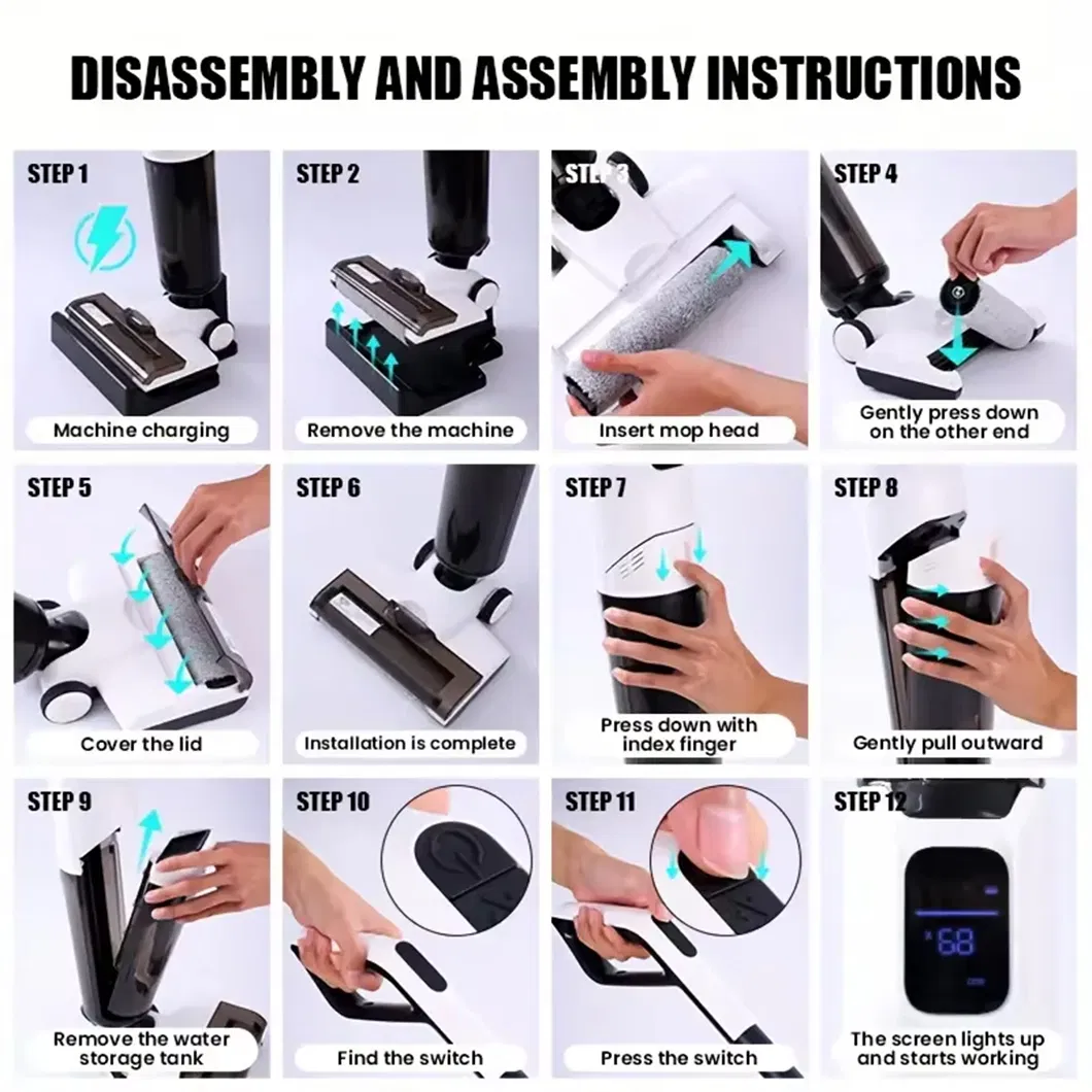 Self-Cleaning Automatic Vacuum and Mopping Machine Automatic Cleaning Wet and Dry Vacuum Cleaner Floor Scrubbing Home Floor Scrubber