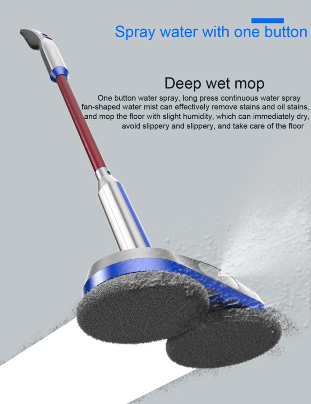 Electric Mop, Cordless Floor Scrubber for Floor Cleaning, Power Cordless Mop with Extension Handle, Electric Spin Mop