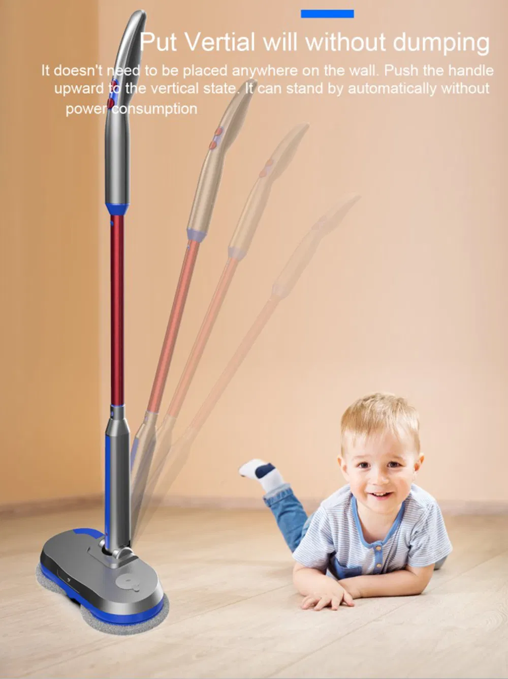 Electric Mop, Cordless Floor Scrubber for Floor Cleaning, Power Cordless Mop with Extension Handle, Electric Spin Mop