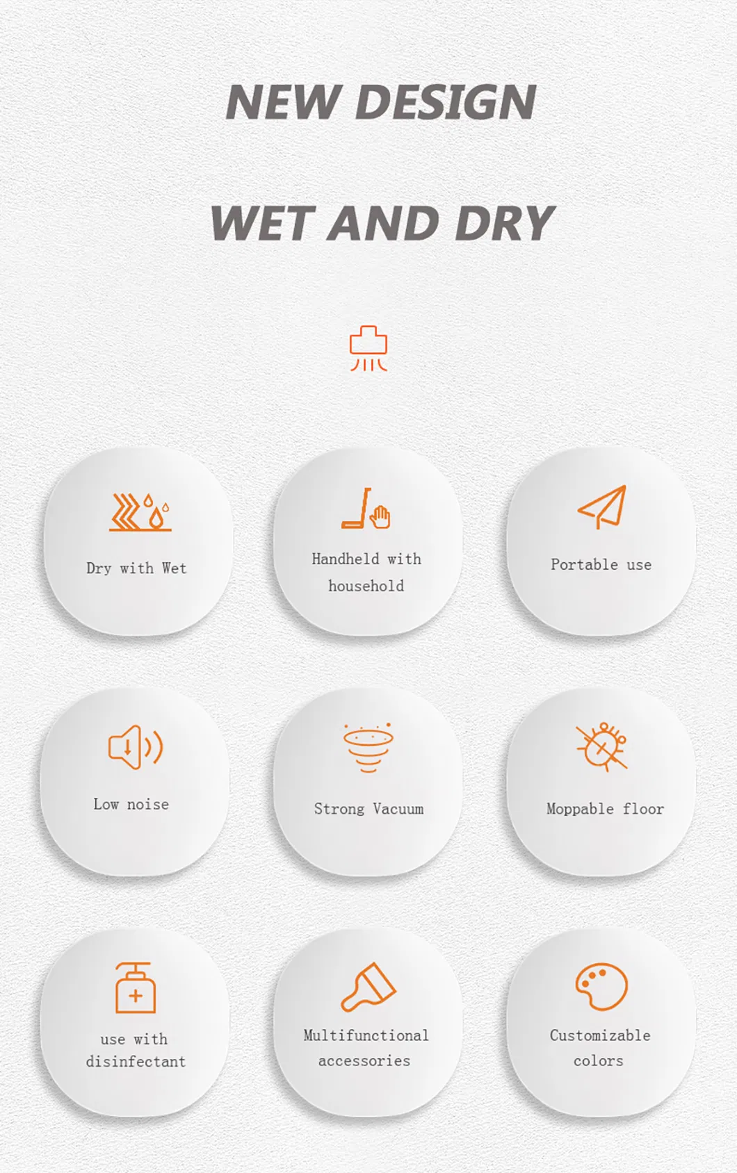 Wet and Dry Vacuum Cleaner with 5 Meter Wire and Water Tank