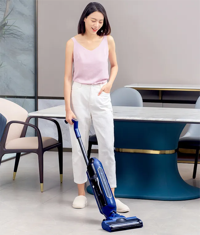 Lightweight Wet and Dry Floor Cleaner with Self Cleaning, One-Step Cleaning, Voice Assistance